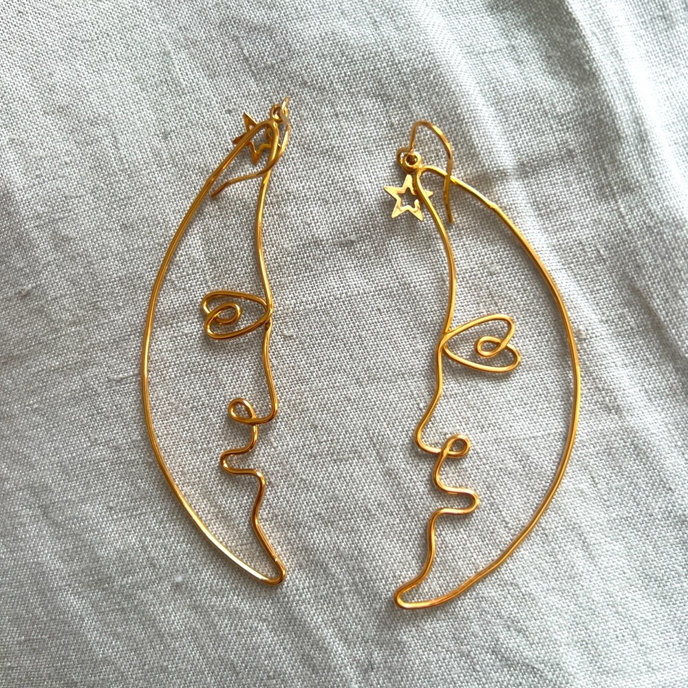 MOON EARRINGS Costume gold plated drop dangle celestial statement earrings new